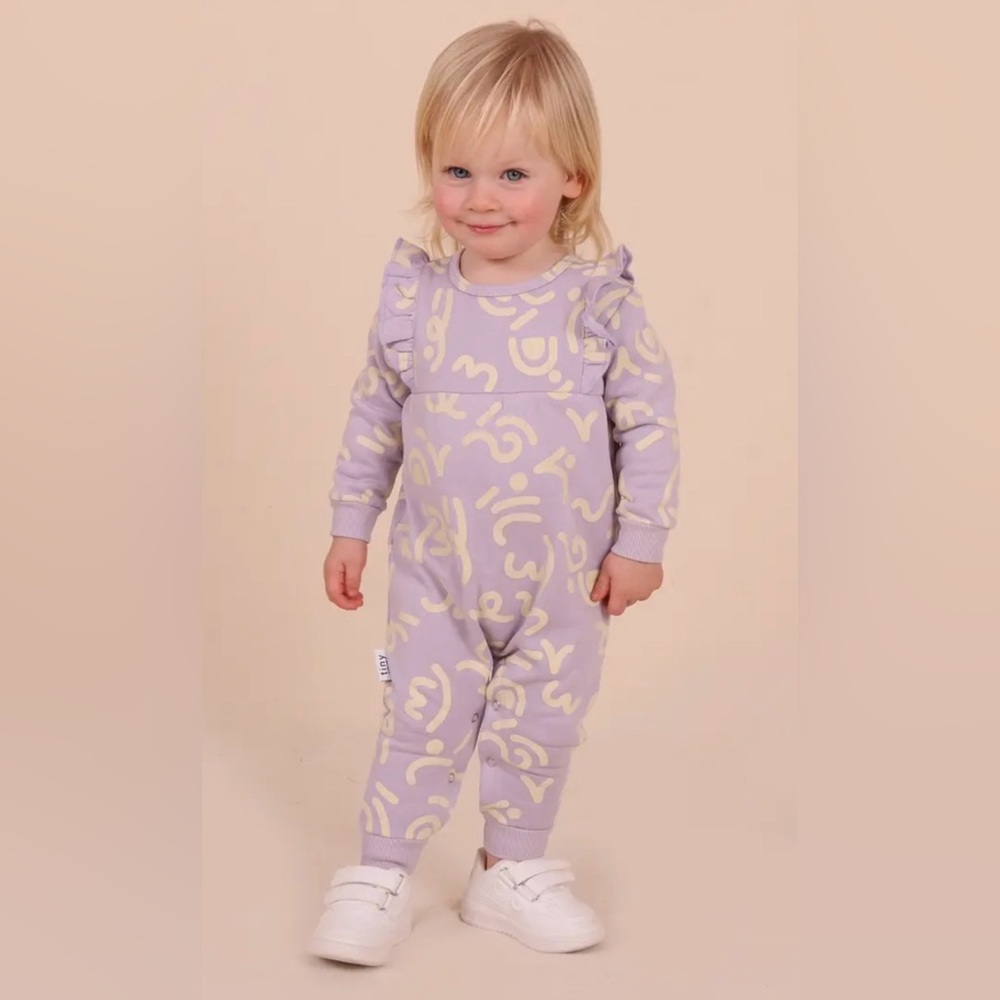 Wiggle Frill Fleece Romper by TINY TRIBE NWT 9-12M